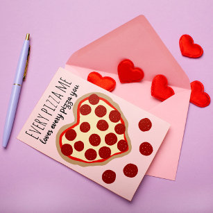 Lustigt Cute Pizza Heart Valentindagen Hälsning Helgkort