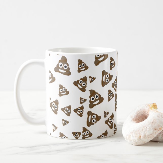 Lustigt Cute Poop Emoji Mönster Kaffemugg (Med munk)
