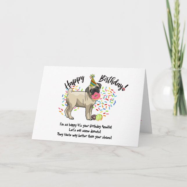Lustigt Cute Pug Pet Hund Birgday Card Inbjudan (Framsida)