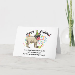 Lustigt Cute Pug Pet Hund Birgday Card Inbjudan
