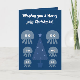 Lustigt, Cute & Quirky Blue Jellyfish-julkort Helgkort