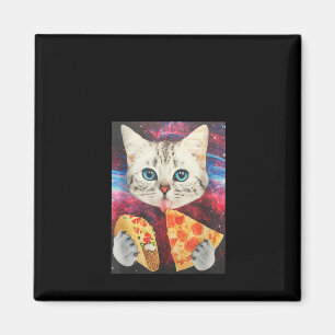 Lustigt Cute Rymden Galaxy Cat Mema Pizza Taco Magnet