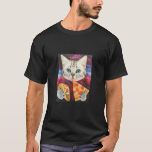 Lustigt Cute Rymden Galaxy Cat Mema Pizza Taco T Shirt