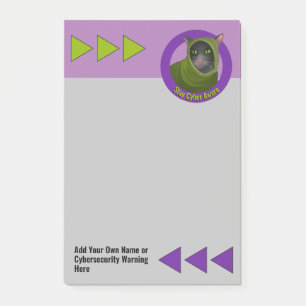 Lustigt cyber Awareness Warning Cat - Anpassningsb Post-it Block