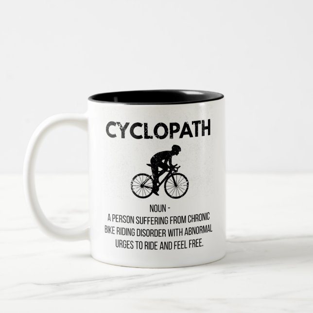 Lustigt Cycopath Cycling Definition Gift, Biking P Två-Tonad Mugg (Vänster)