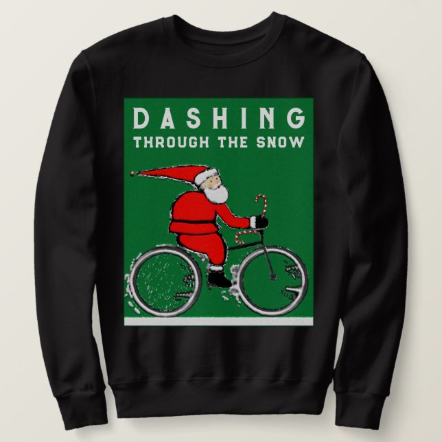 Lustigt cykliskt jul lång ärmad tröja (Design framsida)