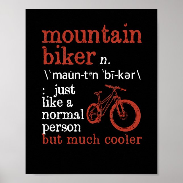 Lustigt cykliskt MTB-biking Mountain Poster (Framsidan)