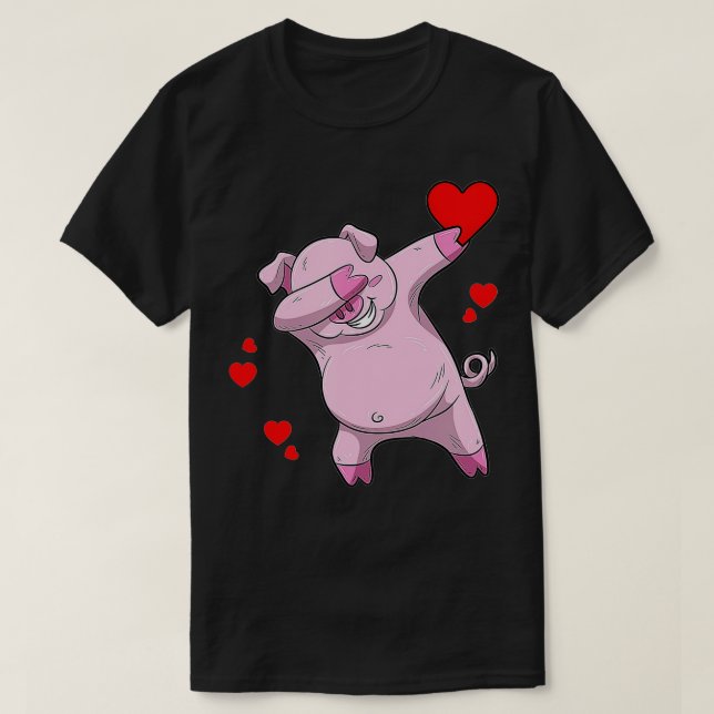 Lustigt Dabbing Gris Heart-Valentine Day presenter T Shirt (Design framsida)
