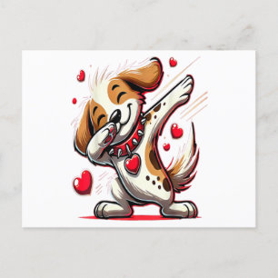 Lustigt Dabbing Hund Heart Valentindagen-gåvor Boy Vykort