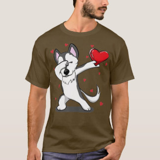 Lustigt Dabbing Husky Heart Valentines Day Gift Bo T Shirt