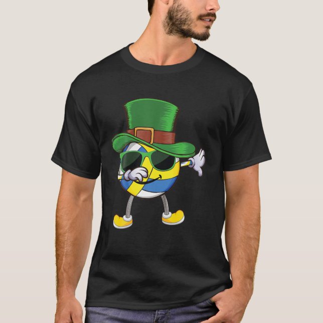 Lustigt Dabbing Volleyball St. Patrick's Day T Shirt (Framsida)