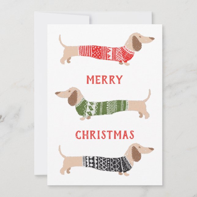 Lustigt Dachshund Wiener Hundar julsötare Julkort (Framsida)