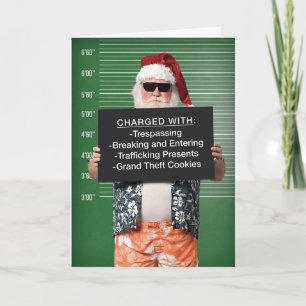 Lustigt Dåligt Santa Arrested-Helgdag Card Helgkort