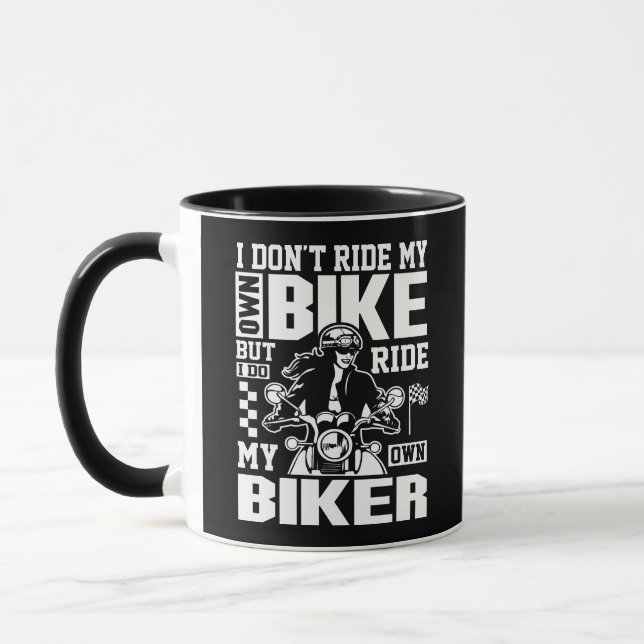 Lustigt dam rider jag inte med mina egna cykelpres mugg (Vänster)