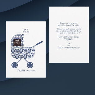 Lustigt Damask Baby Shower Tack Inbjudningar