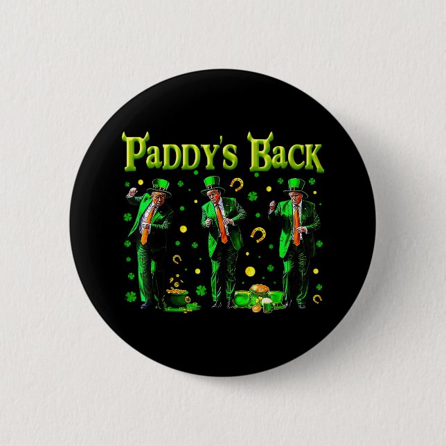 Lustigt danande Trump St patricks day Paddys Back Knapp (Framsida)