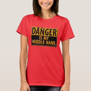 Lustigt, "DANGER, är min Mittet Namn" T-shirt