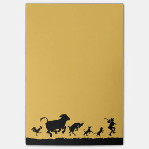 Lustigt dansande djur Cow Chicken Goat Silhouette Post-it Block