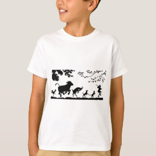 Lustigt dansande djur Cow Chicken Goat Silhouette T Shirt