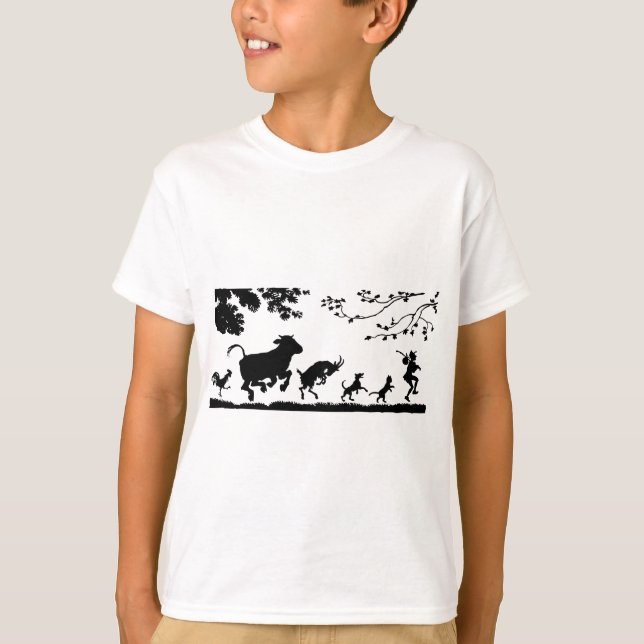Lustigt dansande djur Cow Chicken Goat Silhouette T Shirt (Framsida)