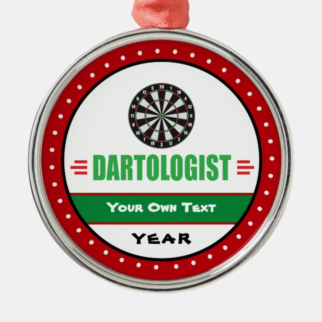 Lustigt Dart Game Älskare Julgransprydnad Metall (Framsidan)