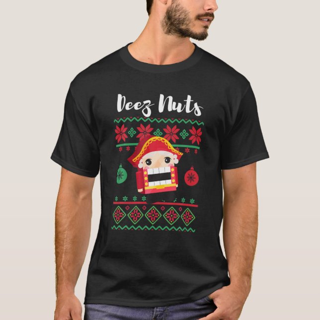 Lustigt "Deez Nöt" God jul 2021 Meme Sweater T Shirt (Framsida)
