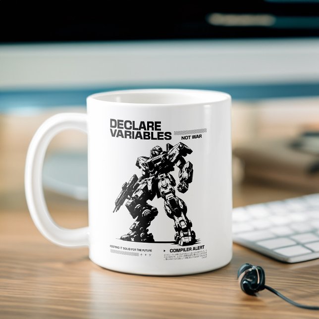 Lustigt deklarera variabler inte Krig Mech Warrior Kaffemugg (Skapare uppladdad)