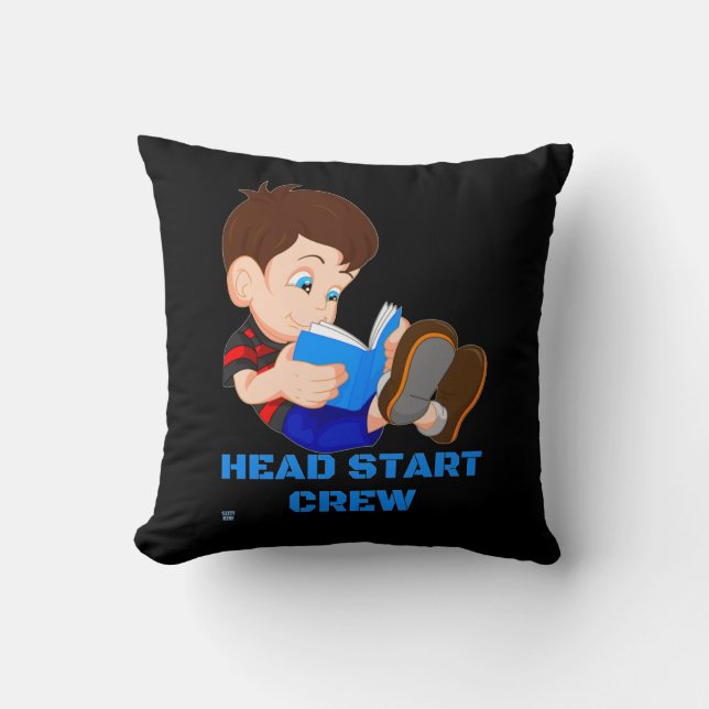 Lustigt dekorativ kudde "HEAD START CREW" (Framsida)