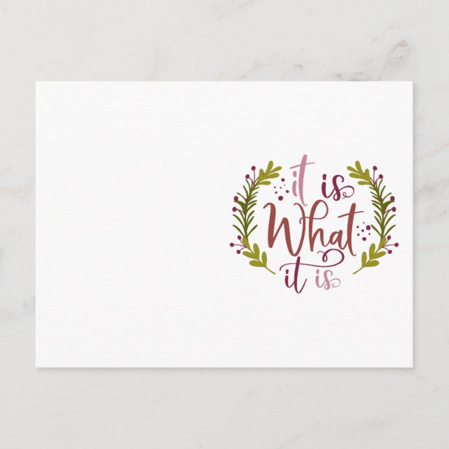 Lustigt design med ett ord: Det är vad det är Vykort (Framsida)