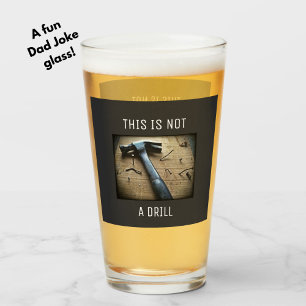 Lustigt "Detta är ingen borr" Pappa Joke Pun Beer Glaskopp