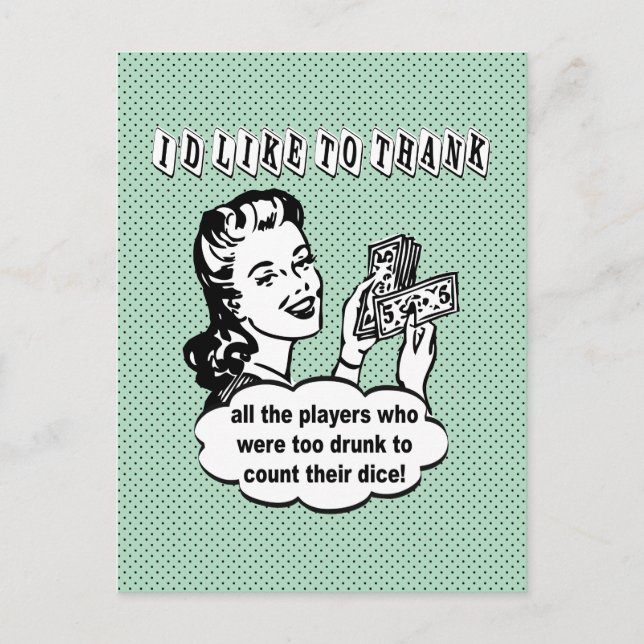 Lustigt Dice - jag vill tacka Vykort (Framsida)