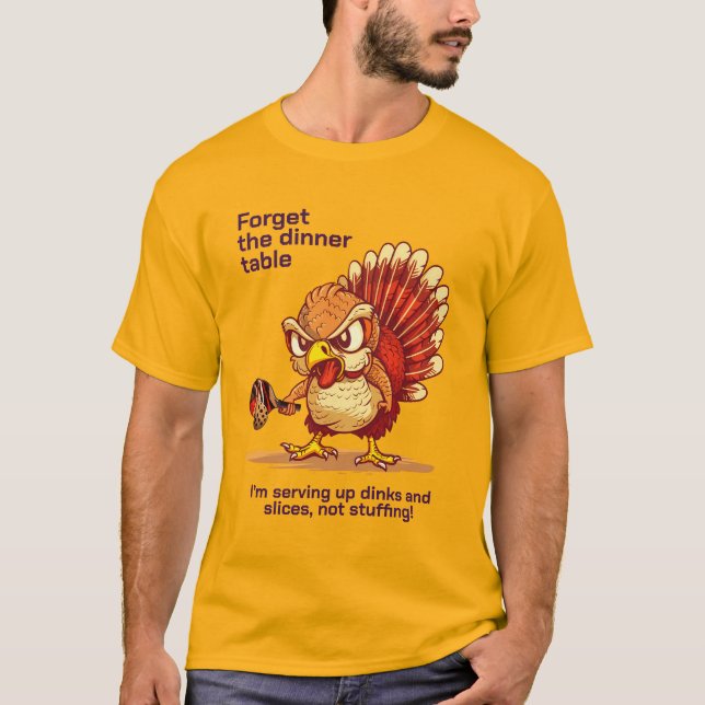Lustigt Dinksgiving Delight: Turkiet mot Picklebal T Shirt (Framsida)