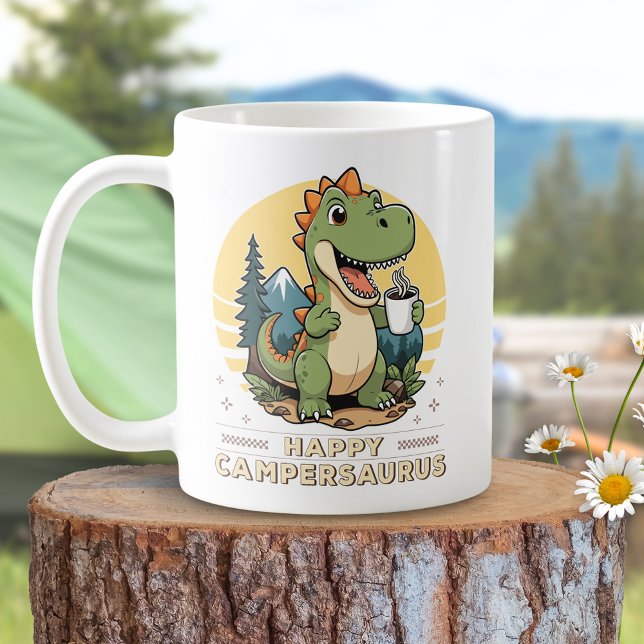 Lustigt Dinosaur-drickande av kaffe utomhus Kaffemugg (Skapare uppladdad)