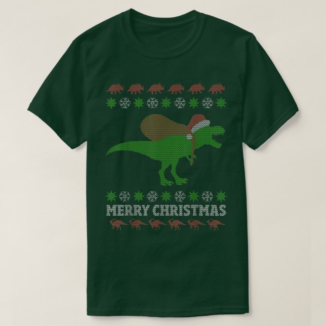 Lustigt dinosaur Ugly-julsötare T Shirt (Design framsida)