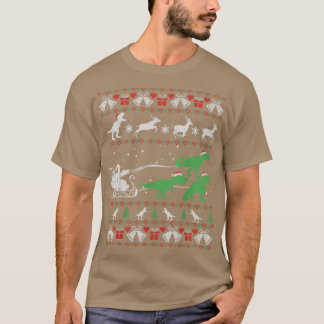 Lustigt Dinosaurs och jultomten Ugly julsötare T Shirt