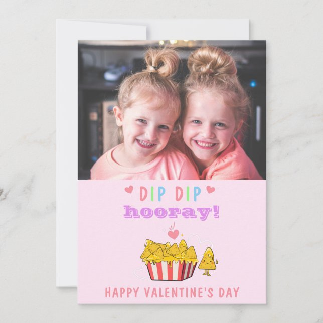 Lustigt Dip Candy Roligt Valentine-barnfoto Julkort (Framsida)
