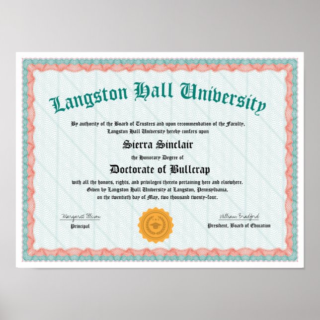 Lustigt diplomat, doktor av skräp, gag Gift Poster (Framsidan)