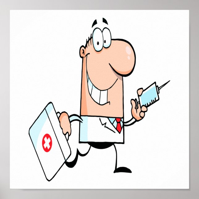 Lustigt doktor doc på tecknaden springa poster (Framsidan)