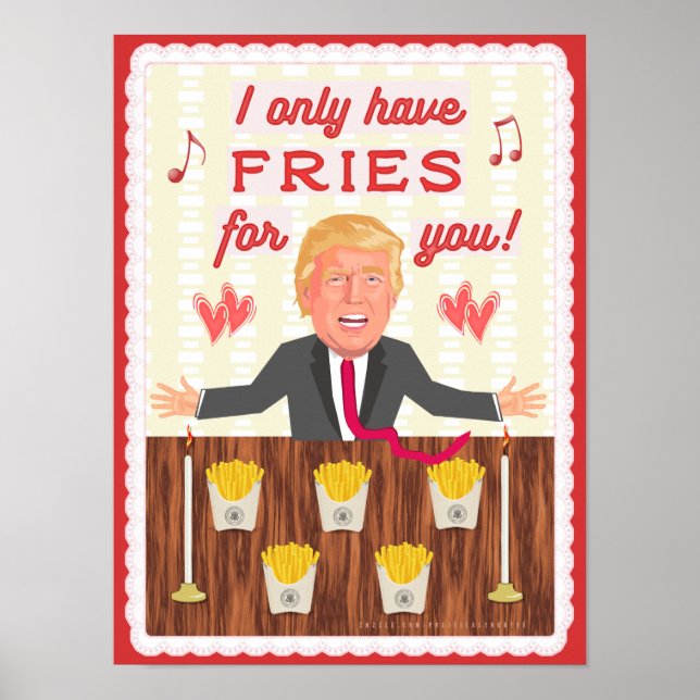 Lustigt Donald Trump Fast Food Fries Valentine Day Poster (Framsidan)