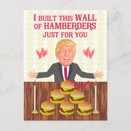 Lustigt Donald Trump Hamberders Wall Valentindagen Helg Vykort
