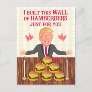 Lustigt Donald Trump Hamberders Wall Valentindagen Helg Vykort