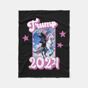 Lustigt Donald Trump Riding An Unicorn. Rosa Trump Fleecefilt