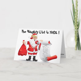 Lustigt Donald Trump Santa med Naughty List Helgkort