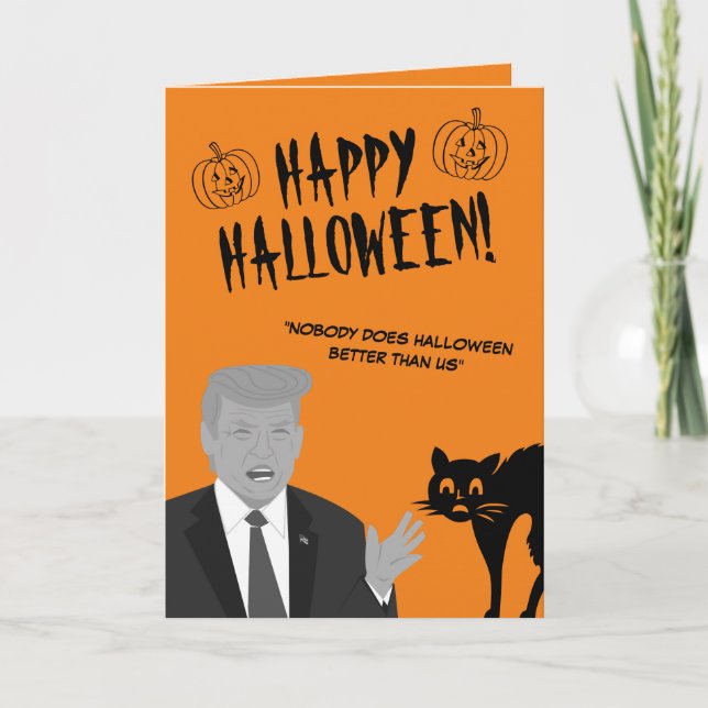 Lustigt Donald Trump tecknad Happy halloween Kort (Framsida)