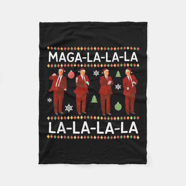 Lustigt Donald Trump Ugly jul Sweater. La La Fleecefilt (Framsidan)