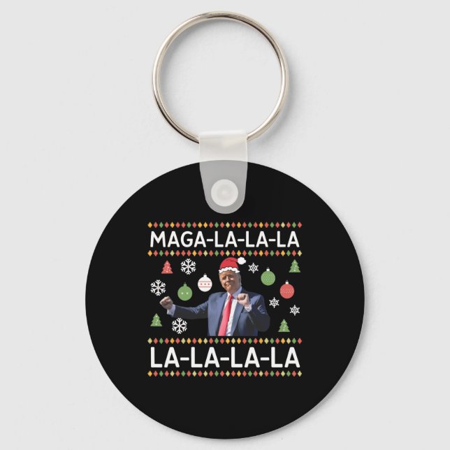 Lustigt Donald Trump Ugly jul Sweater. La La Nyckelring (Framsida)