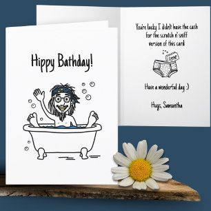 Lustigt Doodle Art Non-Birthday Lycklig Hippy Bath Kort