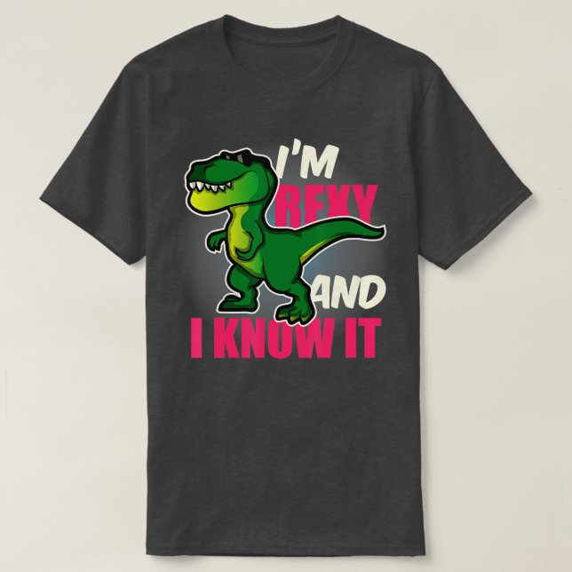 Lustigt dosinosaur Rex för barn, ungdomar och Vuxn T Shirt (Design framsida)