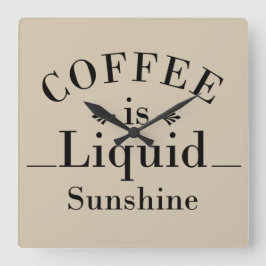 Lustigt drickande ord om kaffe fyrkantig klocka