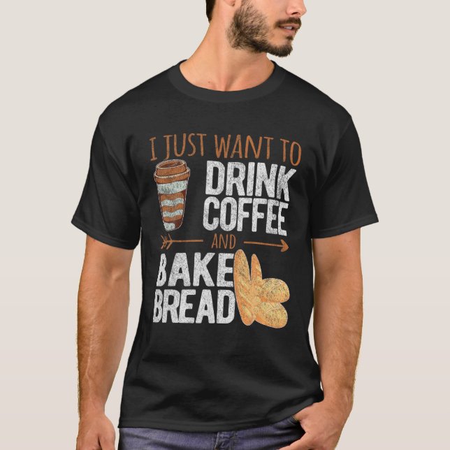 Lustigt Drink Coffee Bake Baking Baker Retro V T Shirt (Framsida)